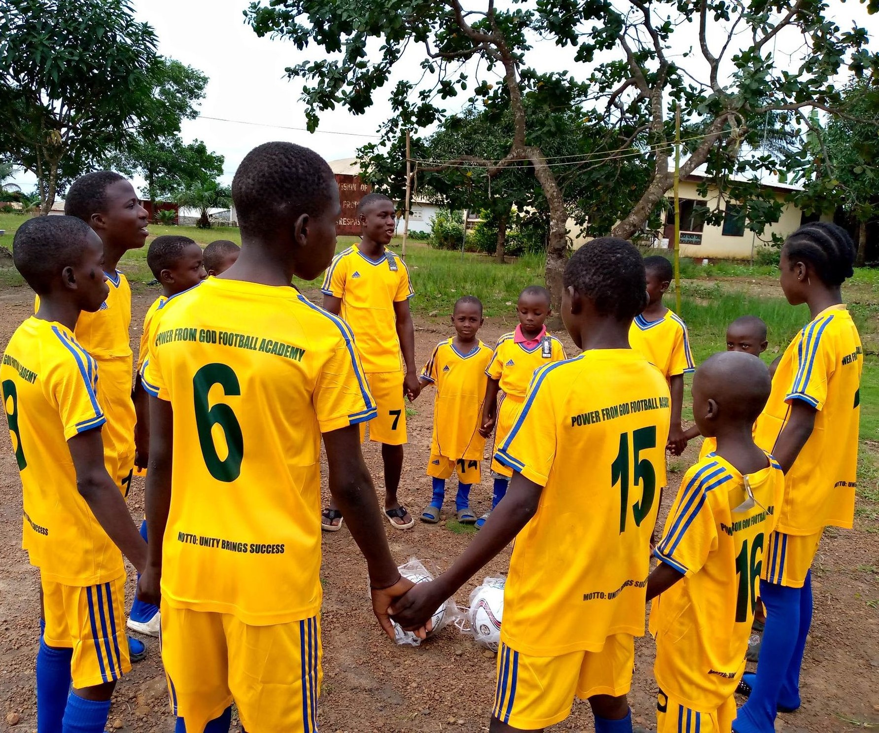 Provision of Hope just bought the team a set of Jerseys for $ 86 US plus 2 soccer balls for $ 20 each.  They were so thrilled!! They never had team shirts before.