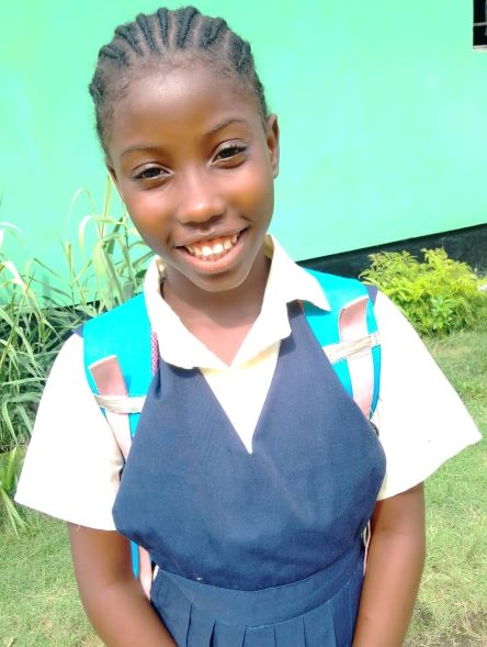 Salome lives in Eric and Kamah's Home.  She has a sponsor who funds her school. $ 300 for tuition. School supplies $ 20 for black shoes, $ 25 uniform, $15 Book Bag, $ 5 Copy Books and pens.