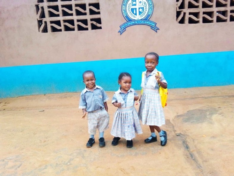 Levi, Roxie and Destiny in their new school uniforms. These 3 children live with Dapae and Rita.