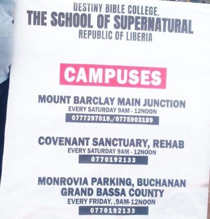 Destiny Bible College in Liberia 3 Campuses