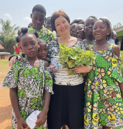 Mama Karen holds her beautiful flowers